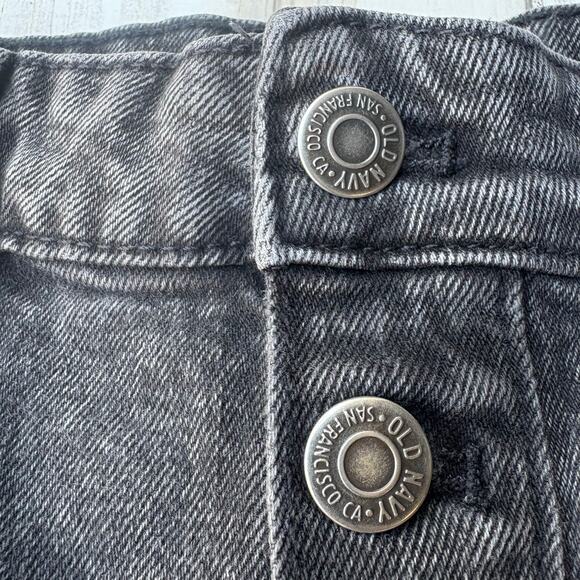 Old Navy Denim Skirt Sz 6 Black Midi Button Down Faded Y2K Casual Skater Punk - Picture 5 of 8